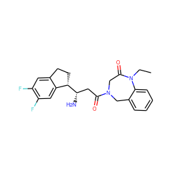 CCN1C(=O)CN(C(=O)C[C@H](N)[C@H]2CCc3cc(F)c(F)cc32)Cc2ccccc21 ZINC000473167124