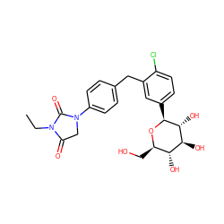 CCN1C(=O)CN(c2ccc(Cc3cc([C@@H]4O[C@H](CO)[C@@H](O)[C@H](O)[C@H]4O)ccc3Cl)cc2)C1=O ZINC000096175399