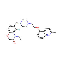 CCN1C(=O)COc2ccc(CN3CCN(CCOc4cccc5nc(C)ccc45)CC3)c(F)c21 ZINC000028954310