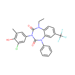 CCN1C(=O)N(c2cc(C)c(O)c(Cl)c2)C(=O)N(c2ccccc2)c2cc(C(F)(F)F)ccc21 ZINC000096928730