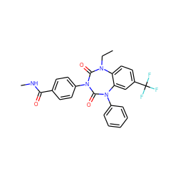 CCN1C(=O)N(c2ccc(C(=O)NC)cc2)C(=O)N(c2ccccc2)c2cc(C(F)(F)F)ccc21 ZINC000096928727