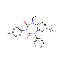 CCN1C(=O)N(c2ccc(C)cc2)C(=O)N(c2ccccc2)c2cc(C(F)(F)F)ccc21 ZINC000096928725