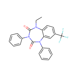 CCN1C(=O)N(c2ccccc2)C(=O)N(c2ccccc2)c2cc(C(F)(F)F)ccc21 ZINC000096928719