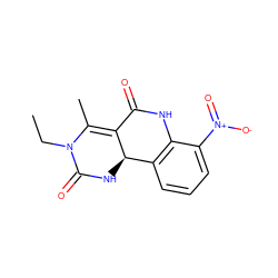 CCN1C(=O)N[C@H]2C(=C1C)C(=O)Nc1c2cccc1[N+](=O)[O-] ZINC000066066106