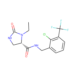 CCN1C(=O)NC[C@H]1C(=O)NCc1cccc(C(F)(F)F)c1Cl ZINC000095566098