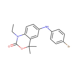 CCN1C(=O)OC(C)(C)c2cc(Nc3ccc(Br)cc3)ccc21 ZINC000028878574