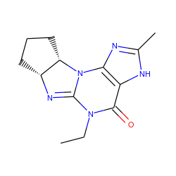 CCN1C(=O)c2[nH]c(C)nc2N2C1=N[C@@H]1CCC[C@@H]12 ZINC000013763747