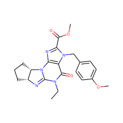 CCN1C(=O)c2c(nc(C(=O)OC)n2Cc2ccc(OC)cc2)N2C1=N[C@@H]1CCC[C@@H]12 ZINC000028755939