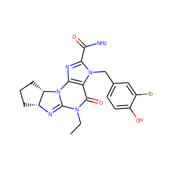 CCN1C(=O)c2c(nc(C(N)=O)n2Cc2ccc(O)c(Br)c2)N2C1=N[C@@H]1CCC[C@@H]12 ZINC000028756924