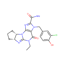 CCN1C(=O)c2c(nc(C(N)=O)n2Cc2ccc(O)c(Cl)c2)N2C1=N[C@@H]1CCC[C@@H]12 ZINC000028755405