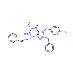 CCN1C(=O)c2c(nc(Cc3ccccc3)n2Cc2ccc(O)cc2)N2C[C@@H](Cc3ccccc3)N=C12 ZINC000028523656