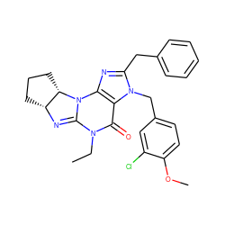 CCN1C(=O)c2c(nc(Cc3ccccc3)n2Cc2ccc(OC)c(Cl)c2)N2C1=N[C@@H]1CCC[C@@H]12 ZINC000028755678