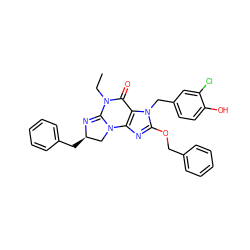 CCN1C(=O)c2c(nc(OCc3ccccc3)n2Cc2ccc(O)c(Cl)c2)N2C[C@@H](Cc3ccccc3)N=C12 ZINC000028756737