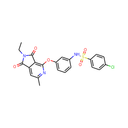 CCN1C(=O)c2cc(C)nc(Oc3cccc(NS(=O)(=O)c4ccc(Cl)cc4)c3)c2C1=O ZINC000103236938