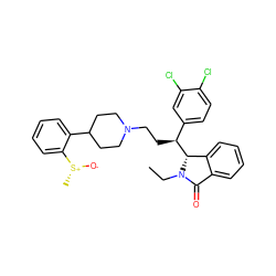 CCN1C(=O)c2ccccc2[C@H]1[C@@H](CCN1CCC(c2ccccc2[S@@+](C)[O-])CC1)c1ccc(Cl)c(Cl)c1 ZINC000003938812