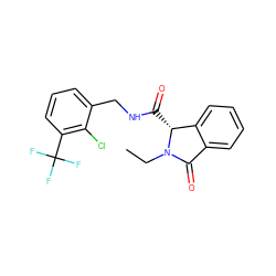 CCN1C(=O)c2ccccc2[C@H]1C(=O)NCc1cccc(C(F)(F)F)c1Cl ZINC000043199839