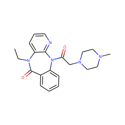 CCN1C(=O)c2ccccc2N(C(=O)CN2CCN(C)CC2)c2ncccc21 ZINC000022940137