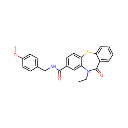 CCN1C(=O)c2ccccc2Sc2ccc(C(=O)NCc3ccc(OC)cc3)cc21 ZINC000169309915