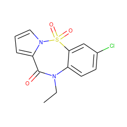 CCN1C(=O)c2cccn2S(=O)(=O)c2cc(Cl)ccc21 ZINC000006385219