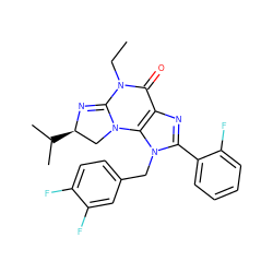 CCN1C(=O)c2nc(-c3ccccc3F)n(Cc3ccc(F)c(F)c3)c2N2C[C@@H](C(C)C)N=C12 ZINC000071340546