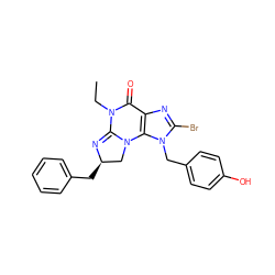 CCN1C(=O)c2nc(Br)n(Cc3ccc(O)cc3)c2N2C[C@@H](Cc3ccccc3)N=C12 ZINC000028524595