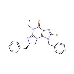 CCN1C(=O)c2nc(Br)n(Cc3ccccc3)c2N2C[C@@H](Cc3ccccc3)N=C12 ZINC000028524986