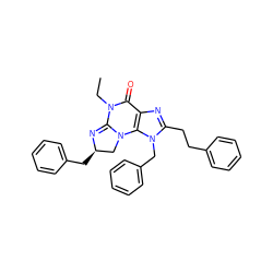 CCN1C(=O)c2nc(CCc3ccccc3)n(Cc3ccccc3)c2N2C[C@@H](Cc3ccccc3)N=C12 ZINC000028523734