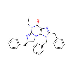 CCN1C(=O)c2nc(Cc3ccccc3)n(Cc3ccccc3)c2N2C[C@@H](Cc3ccccc3)N=C12 ZINC000028521768