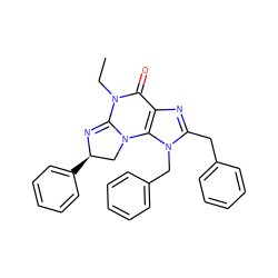 CCN1C(=O)c2nc(Cc3ccccc3)n(Cc3ccccc3)c2N2C[C@@H](c3ccccc3)N=C12 ZINC000028525624