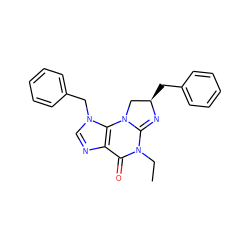 CCN1C(=O)c2ncn(Cc3ccccc3)c2N2C[C@@H](Cc3ccccc3)N=C12 ZINC000028523564