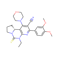 CCN1C(=S)N2CCC[C@@H]2c2c1nc(-c1ccc(OC)c(OC)c1)c(C#N)c2N1CCOCC1 ZINC000473089362