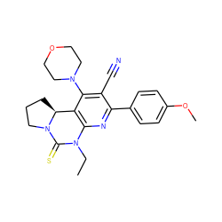 CCN1C(=S)N2CCC[C@H]2c2c1nc(-c1ccc(OC)cc1)c(C#N)c2N1CCOCC1 ZINC000473086684