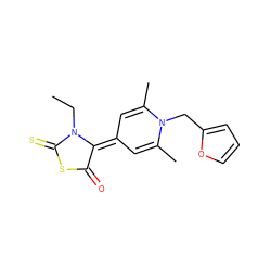 CCN1C(=S)SC(=O)C1=C1C=C(C)N(Cc2ccco2)C(C)=C1 ZINC000003252138