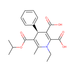 CCN1C(C)=C(C(=O)OC(C)C)[C@@H](c2ccccc2)C(C(=O)O)=C1C(=O)O ZINC000013553477