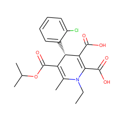 CCN1C(C)=C(C(=O)OC(C)C)[C@H](c2ccccc2Cl)C(C(=O)O)=C1C(=O)O ZINC000003776693