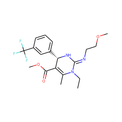 CCN1C(C)=C(C(=O)OC)[C@H](c2cccc(C(F)(F)F)c2)N/C1=N\CCOC ZINC000036379171