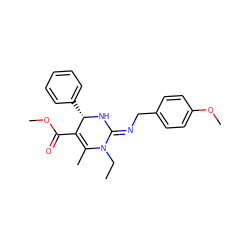 CCN1C(C)=C(C(=O)OC)[C@H](c2ccccc2)N/C1=N\Cc1ccc(OC)cc1 ZINC000015937435