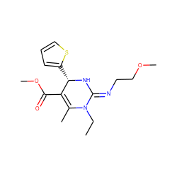 CCN1C(C)=C(C(=O)OC)[C@H](c2cccs2)N/C1=N\CCOC ZINC000015937426