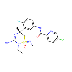 CCN1C(N)=N[C@](C)(c2cc(NC(=O)c3ccc(Cl)cn3)ccc2F)C[S@]1(=O)=NC ZINC000218059810