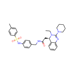 CCN1C(N2CCCCC2)=Nc2ccccc2[C@H]1CC(=O)NCc1ccc(NS(=O)(=O)c2ccc(C)cc2)cc1 ZINC000049942342