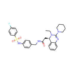 CCN1C(N2CCCCC2)=Nc2ccccc2[C@H]1CC(=O)NCc1ccc(NS(=O)(=O)c2ccc(F)cc2)cc1 ZINC000049867399