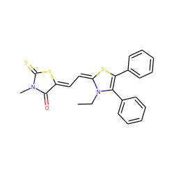 CCN1C(c2ccccc2)=C(c2ccccc2)S/C1=C/C=C1\SC(=S)N(C)C1=O ZINC000008397467