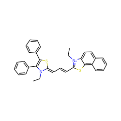 CCN1C(c2ccccc2)=C(c2ccccc2)S/C1=C\C=C\c1sc2c3ccccc3ccc2[n+]1CC ZINC000001950521