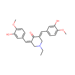 CCN1C/C(=C/c2ccc(OC)c(O)c2)C(=O)/C(=C/c2ccc(OC)c(O)c2)C1 ZINC000023230520