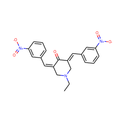 CCN1C/C(=C/c2cccc([N+](=O)[O-])c2)C(=O)/C(=C/c2cccc([N+](=O)[O-])c2)C1 ZINC000012488122