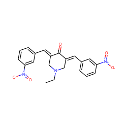 CCN1C/C(=C\c2cccc([N+](=O)[O-])c2)C(=O)/C(=C/c2cccc([N+](=O)[O-])c2)C1 ZINC000032945434