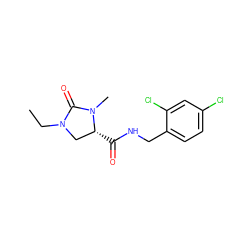 CCN1C[C@@H](C(=O)NCc2ccc(Cl)cc2Cl)N(C)C1=O ZINC000095565048