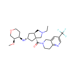 CCN1C[C@@H]2C[C@@H](N[C@@H]3CCOC[C@@H]3OC)C[C@]2(C(=O)N2CCc3ncc(C(F)(F)F)cc3C2)C1 ZINC000103261908