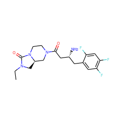 CCN1C[C@@H]2CN(C(=O)C[C@H](N)Cc3cc(F)c(F)cc3F)CCN2C1=O ZINC000064436697