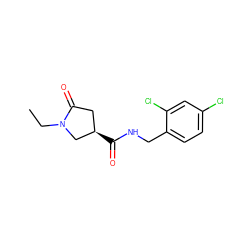 CCN1C[C@H](C(=O)NCc2ccc(Cl)cc2Cl)CC1=O ZINC000043205884